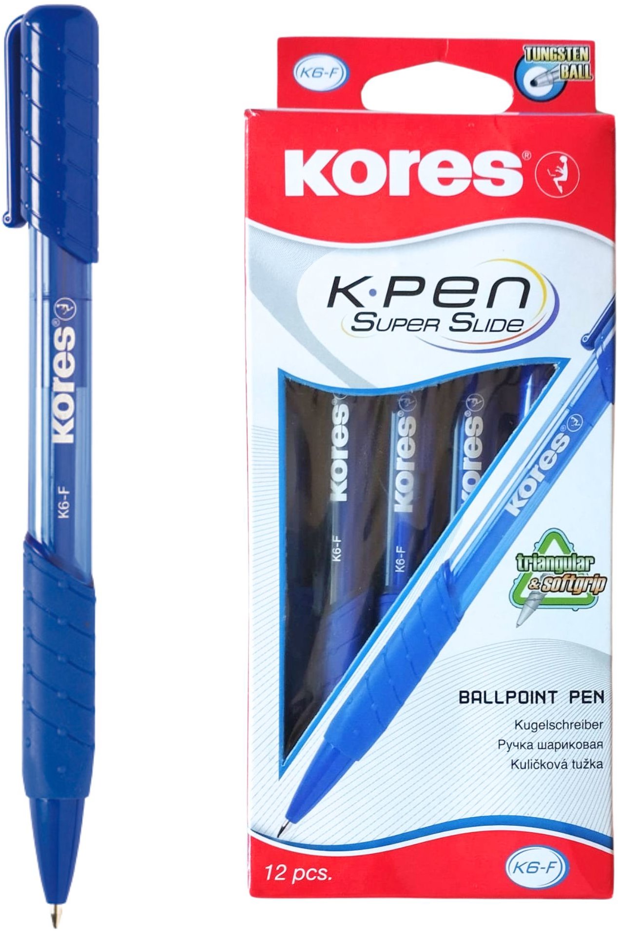 KORES K6 Pen, F – 0,7 mm, modré – balenie 12 ks
