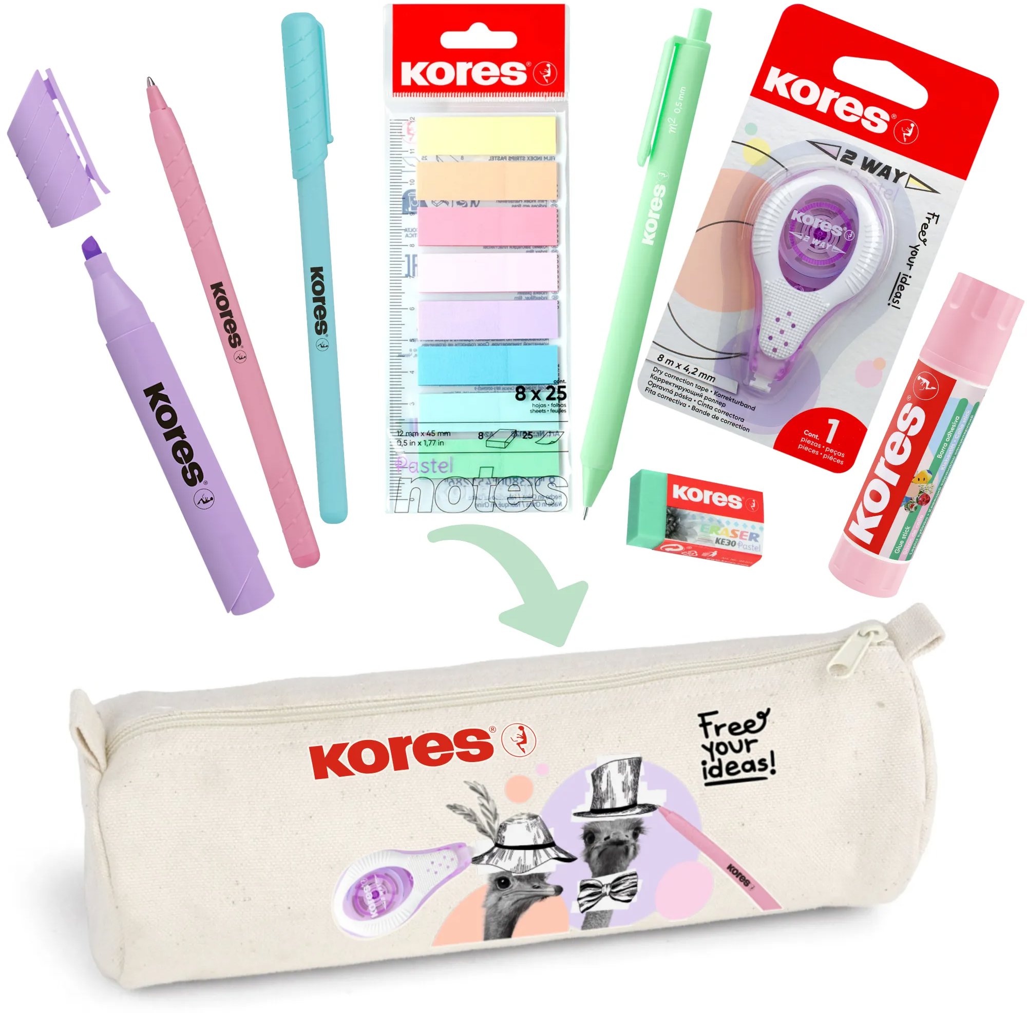 KORES PASTEL to GO puzdro s praktickou výbavou