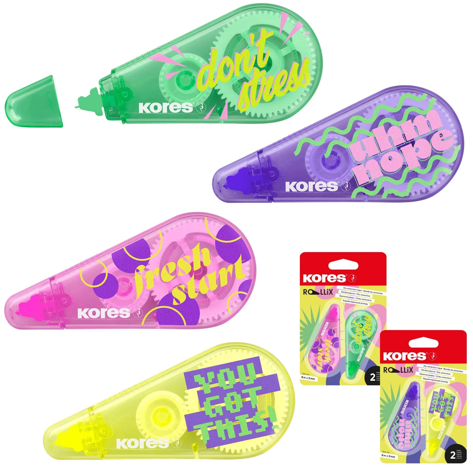 KORES ROLLiX 8 m × 5 mm, mix farieb – balenie 2 ks
