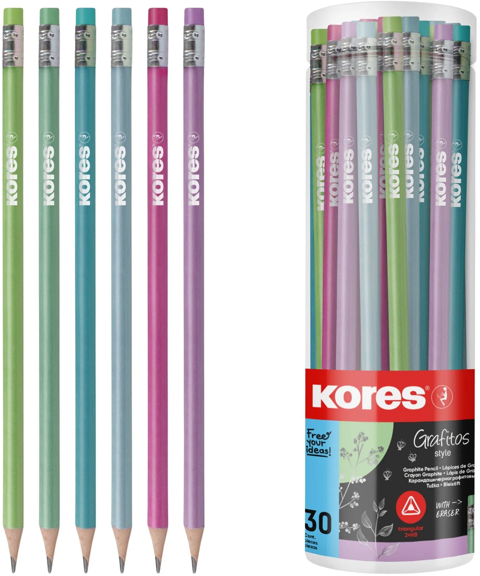 KORES Grafitos Style Metallic, HB, trojhranná – balenie 30 ks