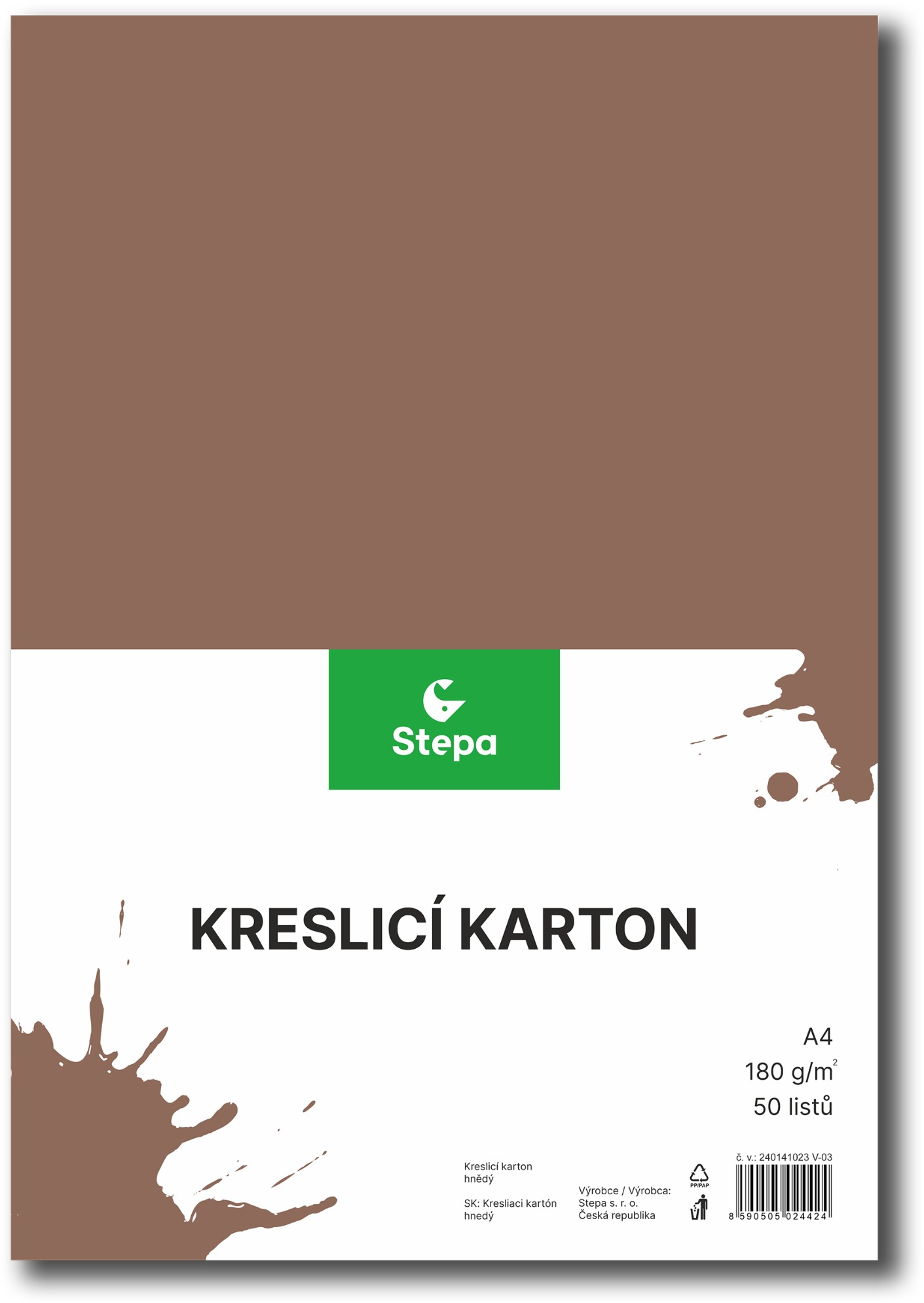 STEPA kresliaci kartón A4, 50 listov, 180 g/m2, hnedý