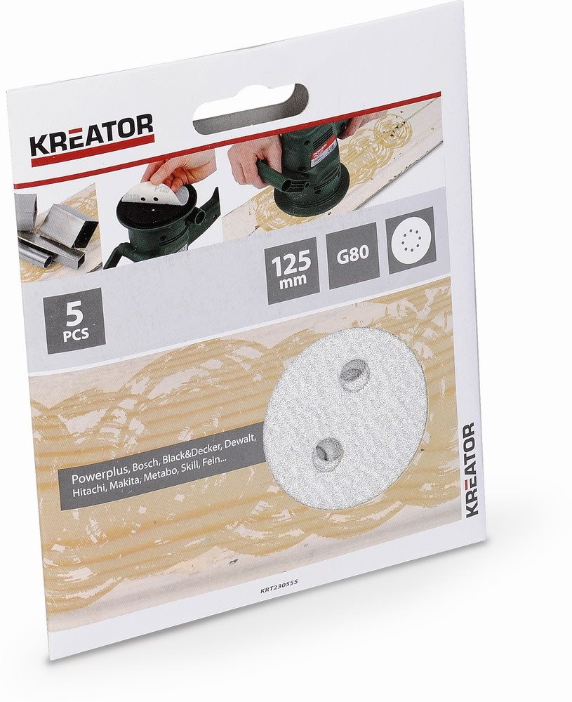 Kreator KRT230555 Súprava brúsnych papierov na farbu G80/125 mm, 5 ks