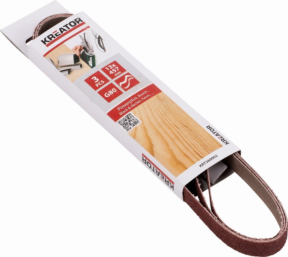 Kreator KRT260002 Súprava brúsnych pásov G80/13 × 457 mm, 3 ks