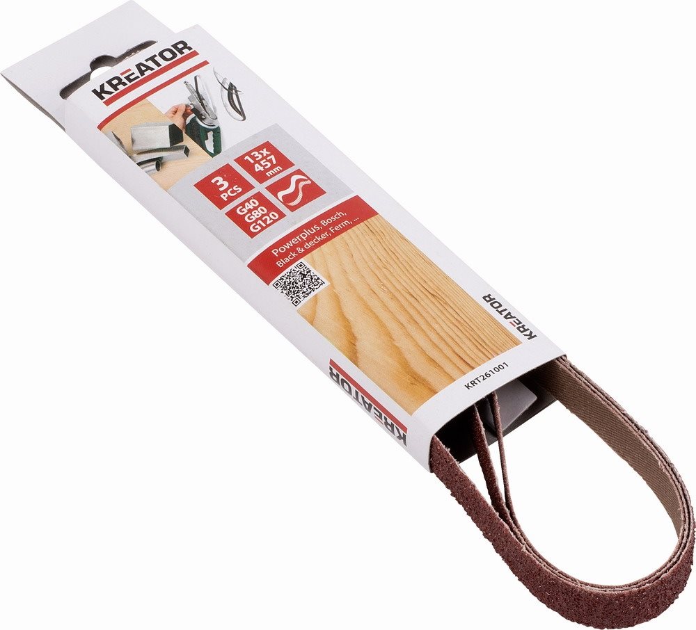 Kreator KRT261001 Sada 3 brúsnych pásov G40/G80/G120/13×457 mm