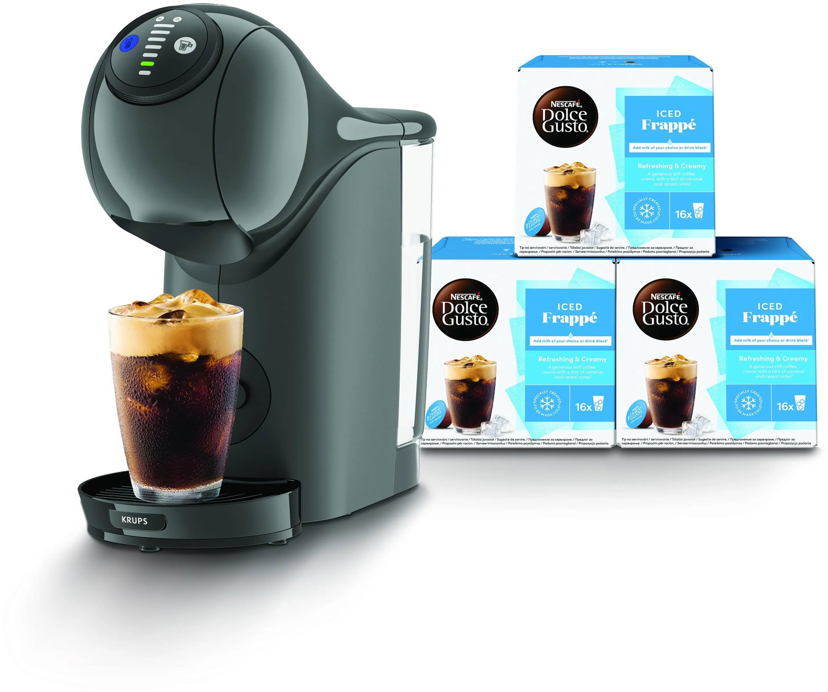 KRUPS KP243B1CE Nescafé Dolce Gusto Genio S Darčeková sada so 48 kapsulami Iced Frappe