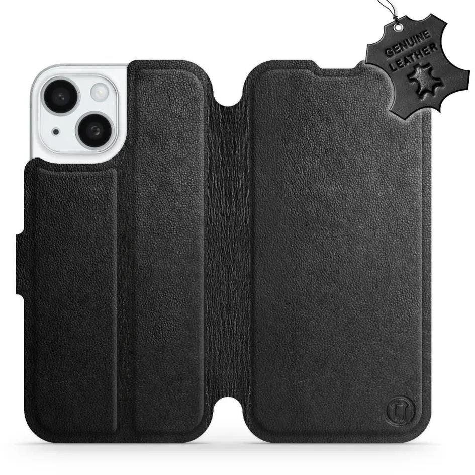 Kožené Mobiwear flip na Apple iPhone 15 - Čierne - L_BLS