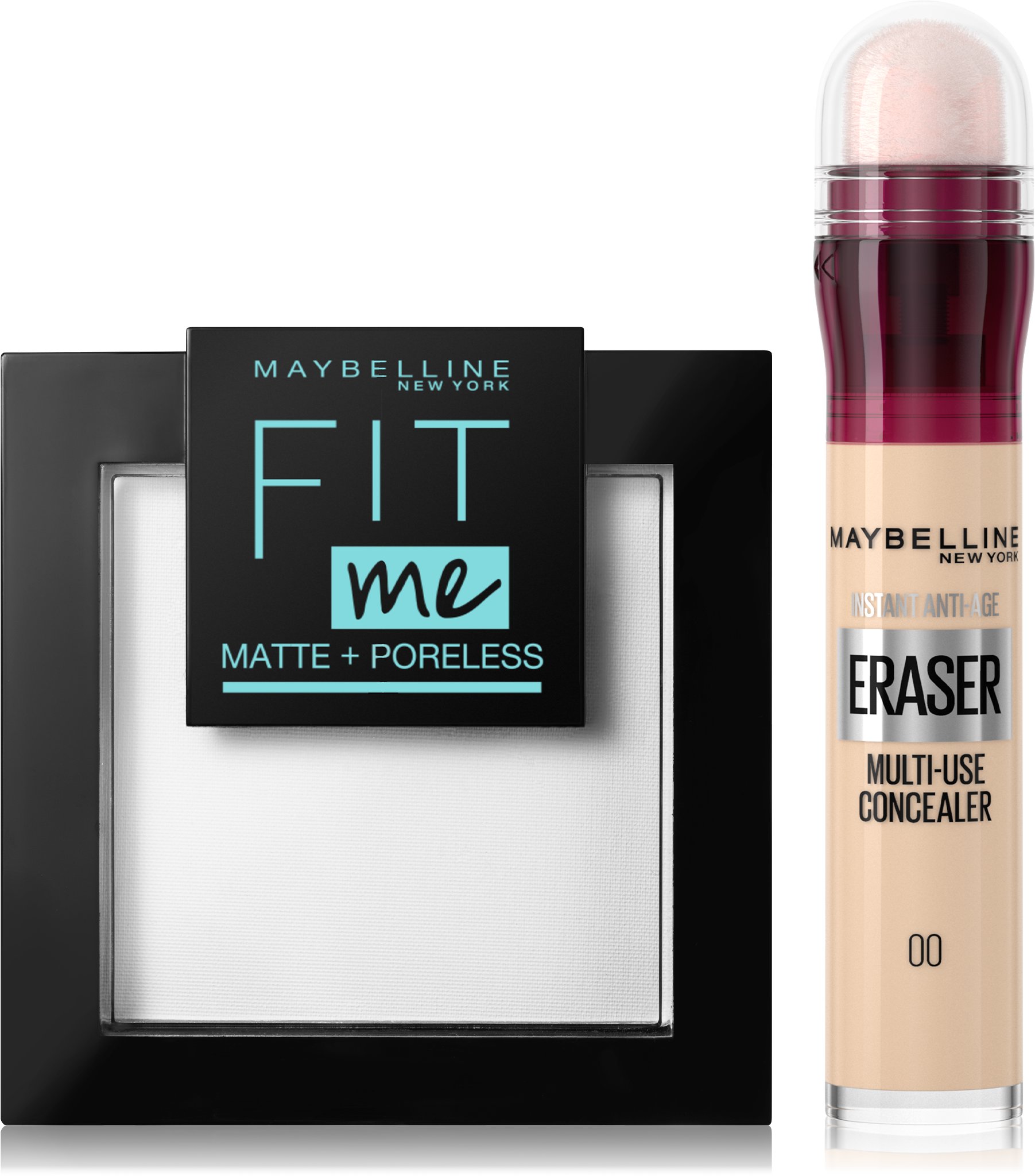 MAYBELLINE NEW YORK Instant Anti-Age Eraser, Fit Me Matte + Poreless Set