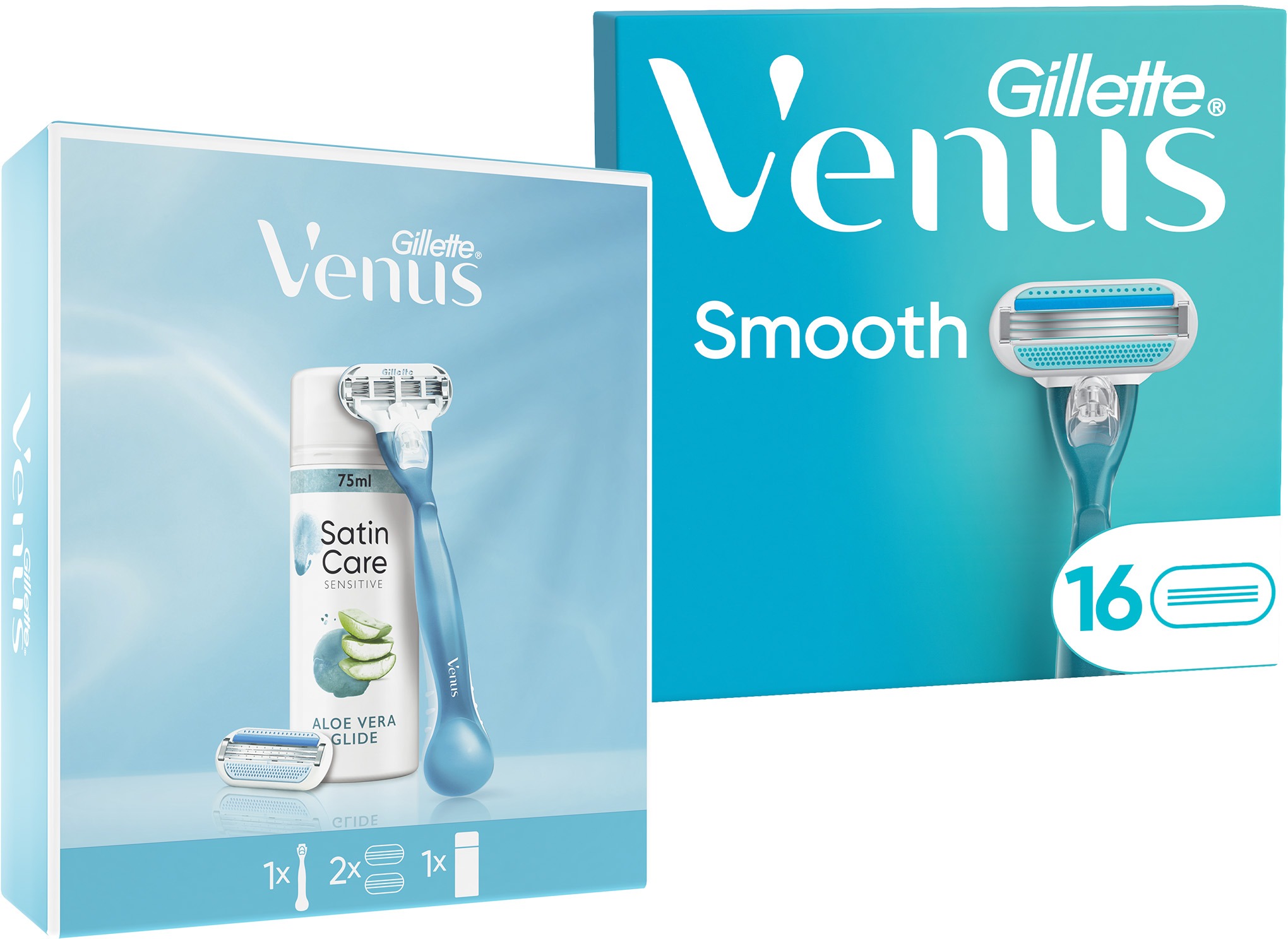 GILLETTE VENUS Satin Care Sensitive Aloe Vera Glide 75 ml + GILLETTE Venus Smooth 16 ks