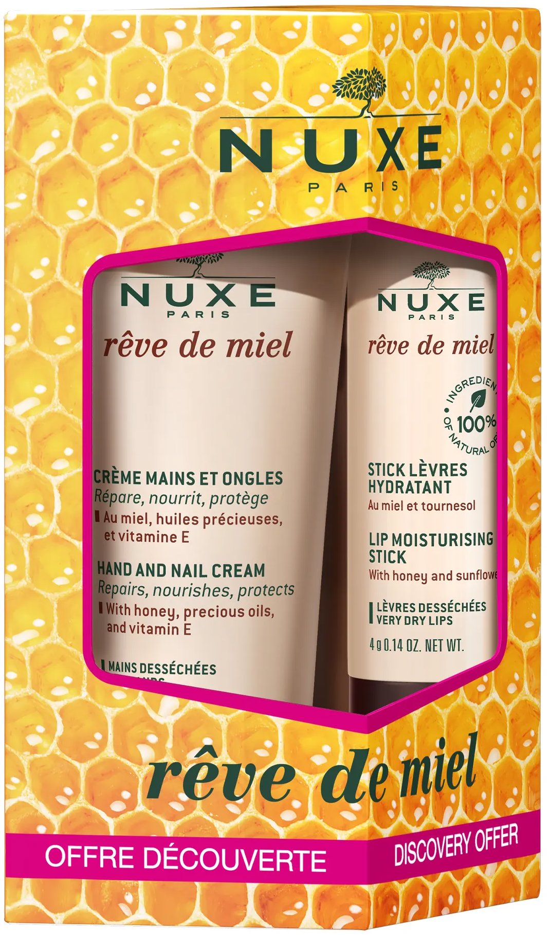 NUXE Set Reve de Miel lip stick 4 g + hand cream 30 ml