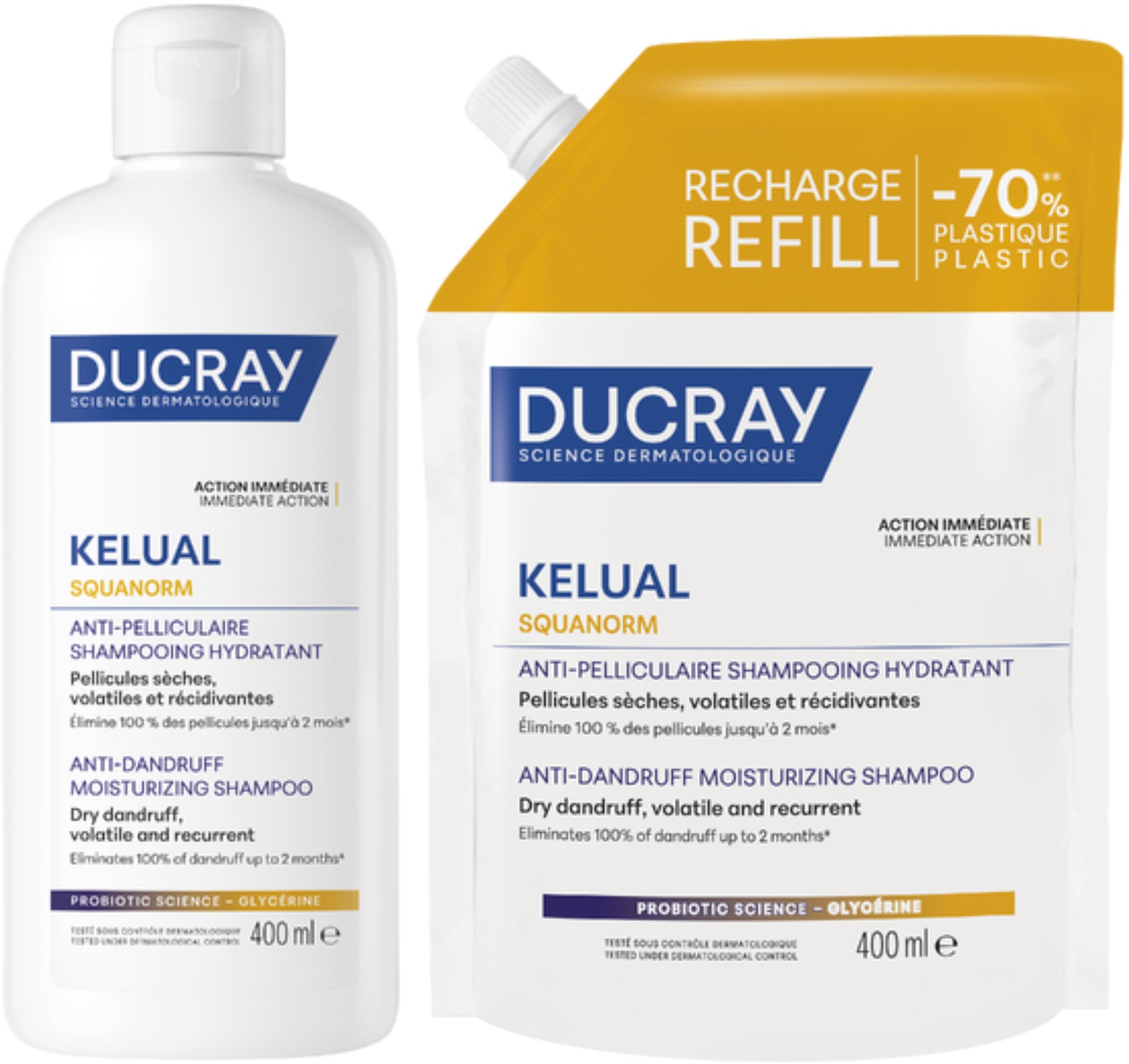 DUCRAY Kelual Squanorm Hydratačný šampón na suché lupiny Set 800 ml