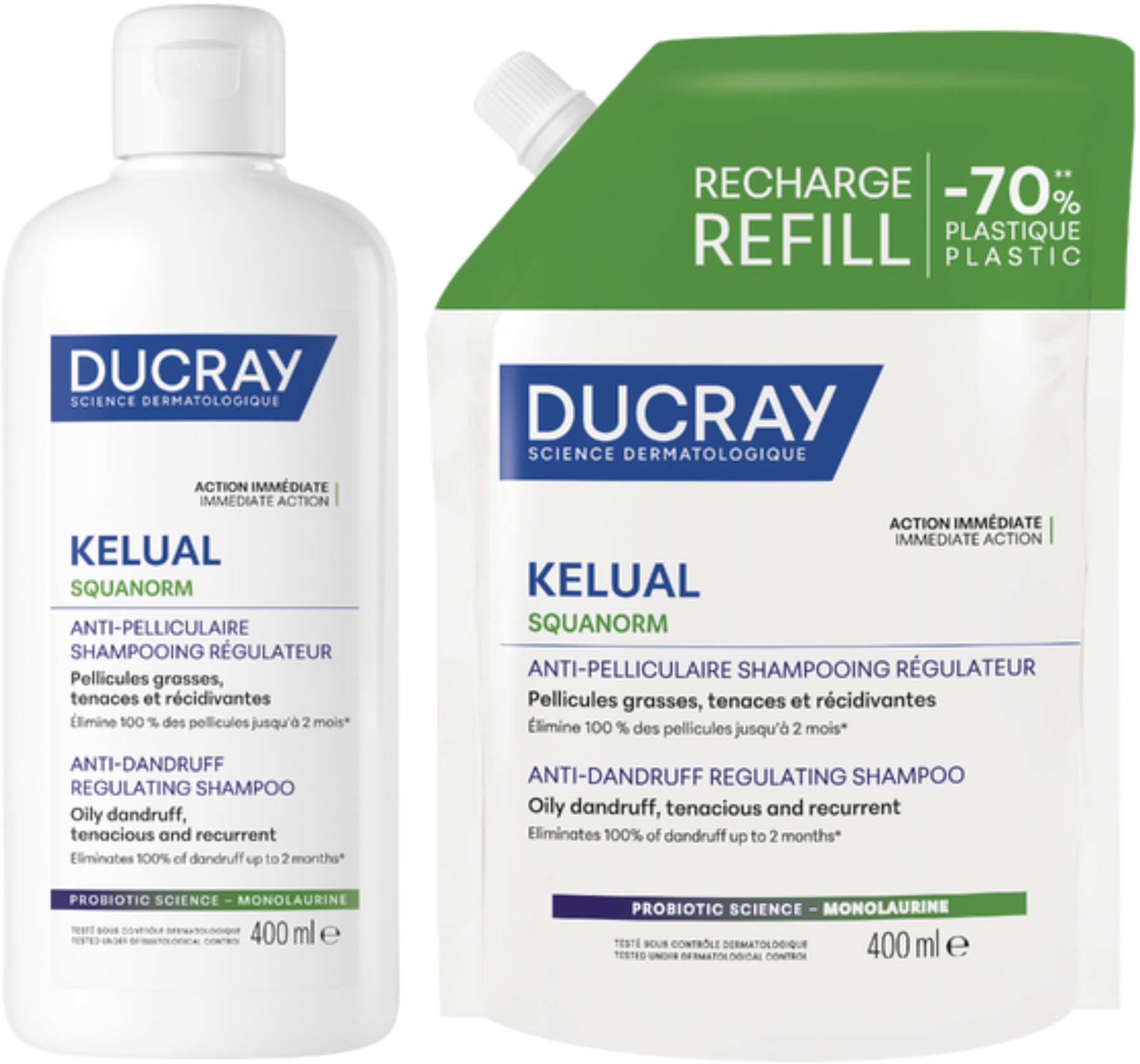 DUCRAY Kelual Squanorm Regulačný šampón na mastné lupiny Set 800 ml