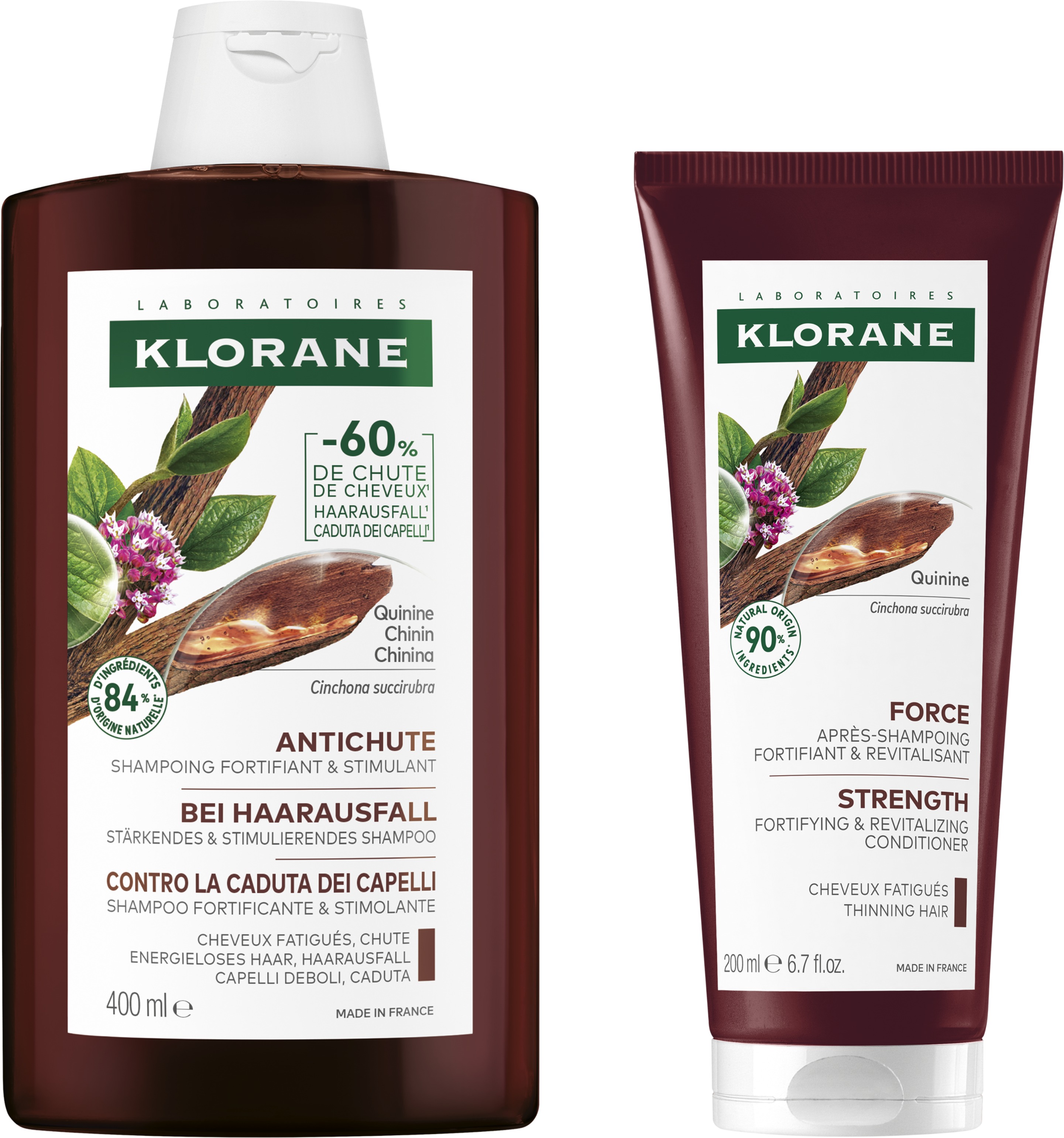 KLORANE Starostlivosť o oslabené a padajúce vlasy s chinínom Set 600 ml