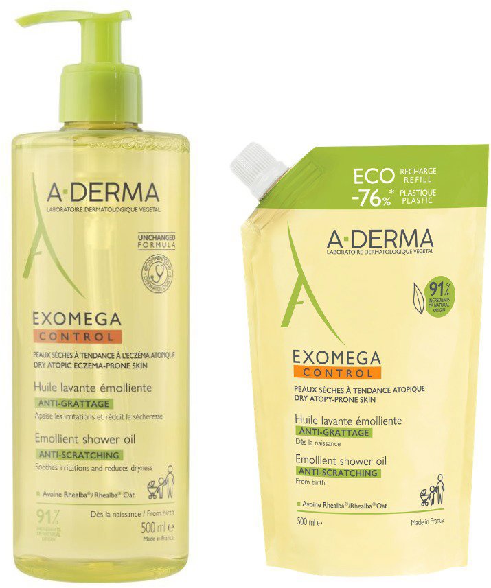 A-DERMA Exomega Control Sprchový olej pre pokožku so sklonom k atopii Set 1000 ml