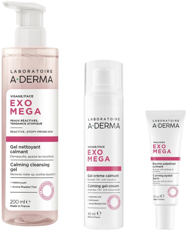 A-DERMA Exomega Upokojujúca starostlivosť o pleť so sklonom k atopii Set 255 ml
