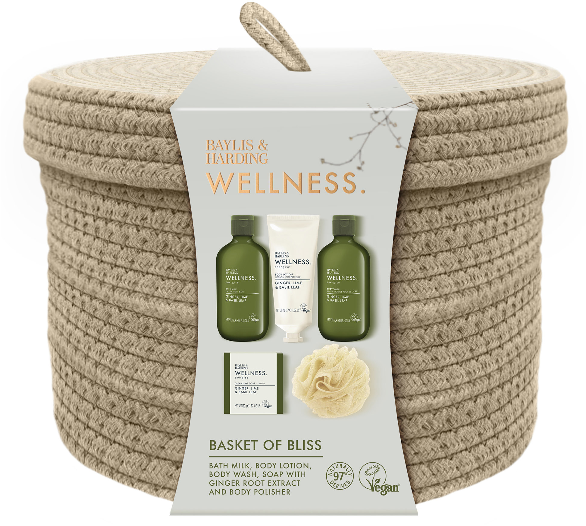 BAYLIS & HARDING Zázvor, Limetka & Bazalka v košíku 730 ml