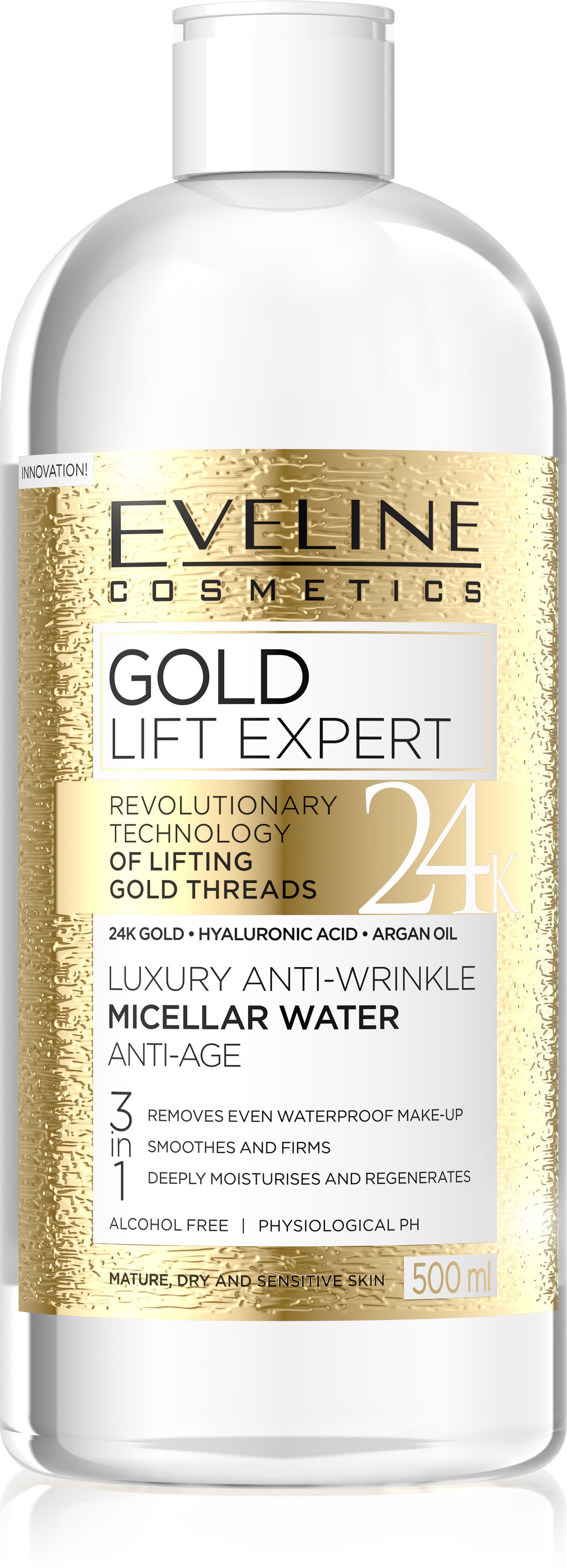 EVELINE COSMETICS Gold Lift Expert Anti-Wrinkle Micellar Water Anti-Age 3 in 1 500 ml