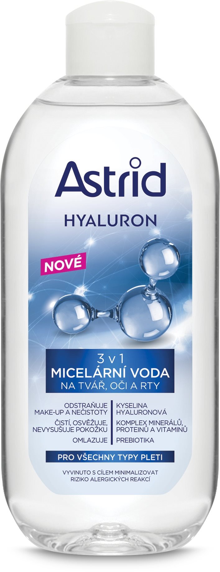 ASTRID Hyaluron Micelárna voda 3 v 1 na tvár, oči a ústa 400 ml