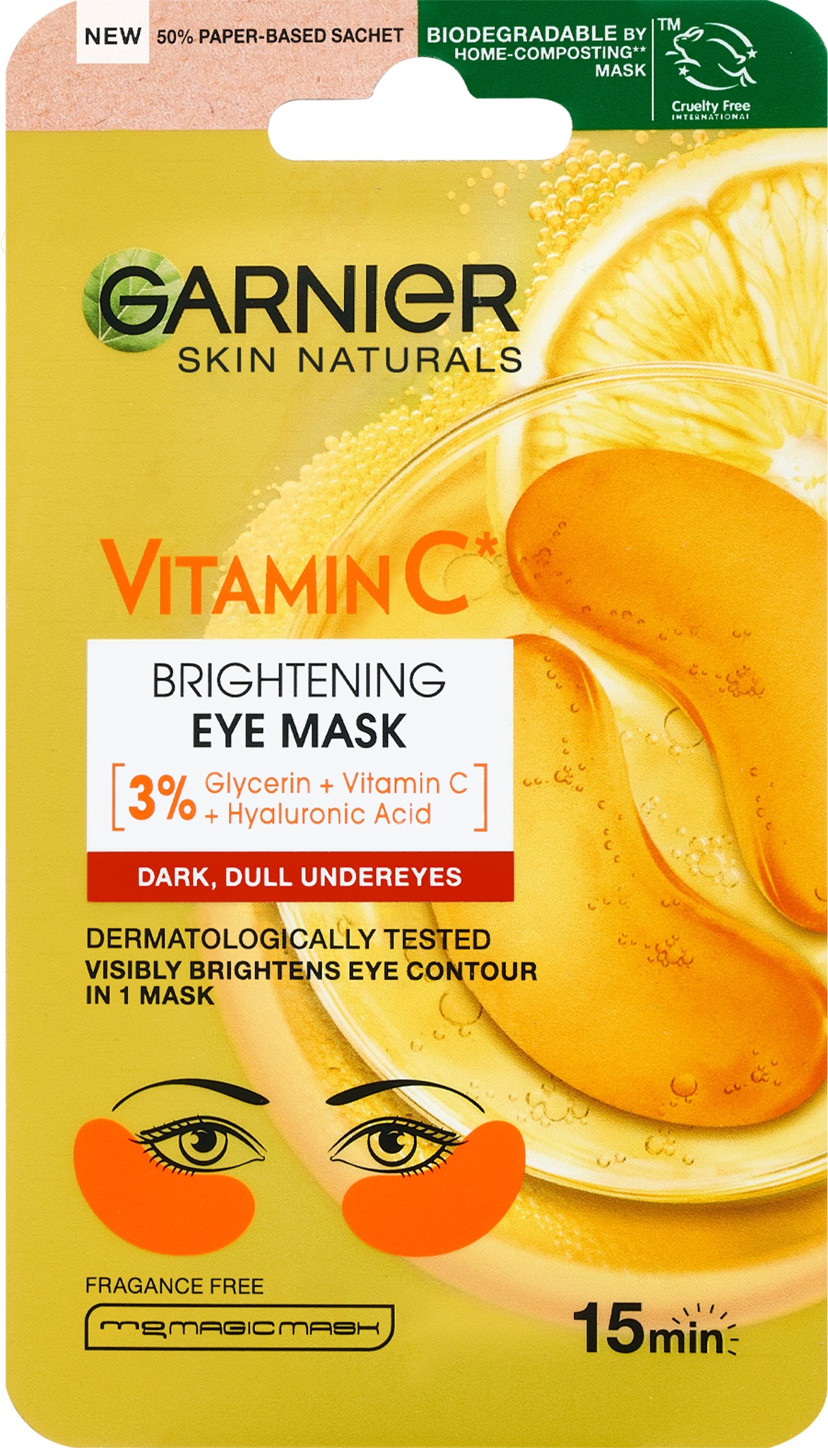 GARNIER Skin Naturals očná maska na rozjasnenie očného okolia s vitamínom C, 5 g