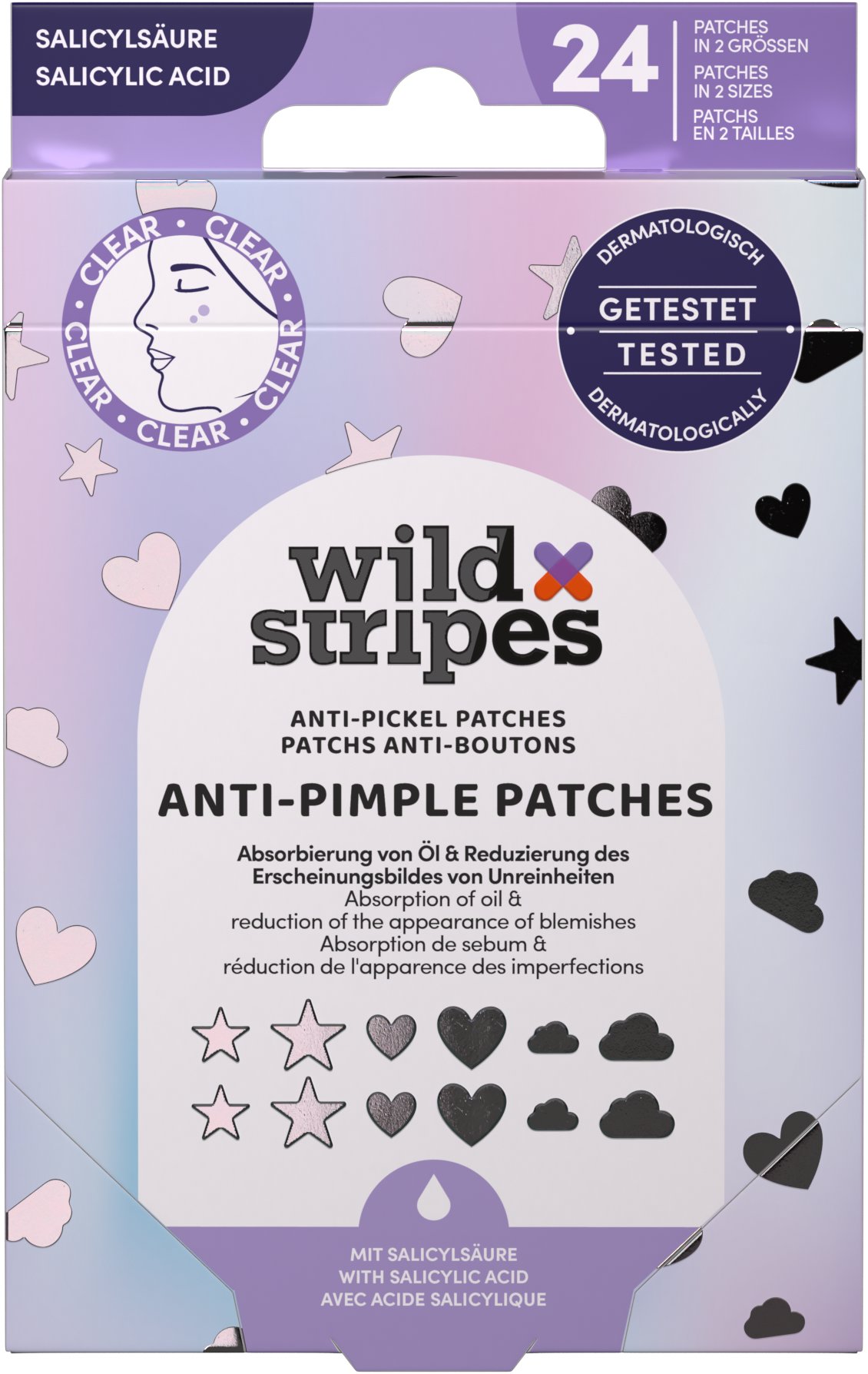 WILD Stripes Anti-Pimple Patches Holo Clear 24 ks