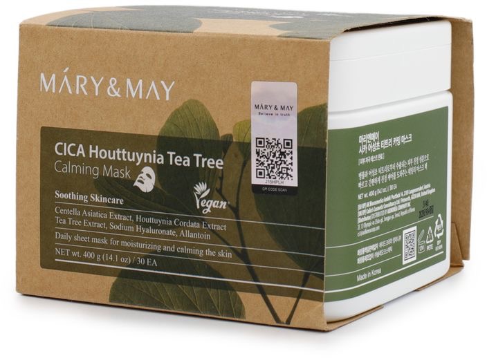 MARY & MAY Cica Houttuynia Cordata Tea Tree Calming Mask Pack 30 ks