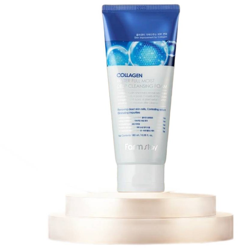 FARM STAY Collagen Water Full Moist Deep Cleansing Foam 180 ml