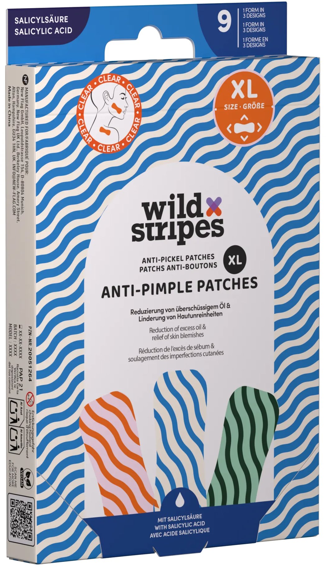 WILD Stripes Anti-Pimple Patches XL Clear 9 ks