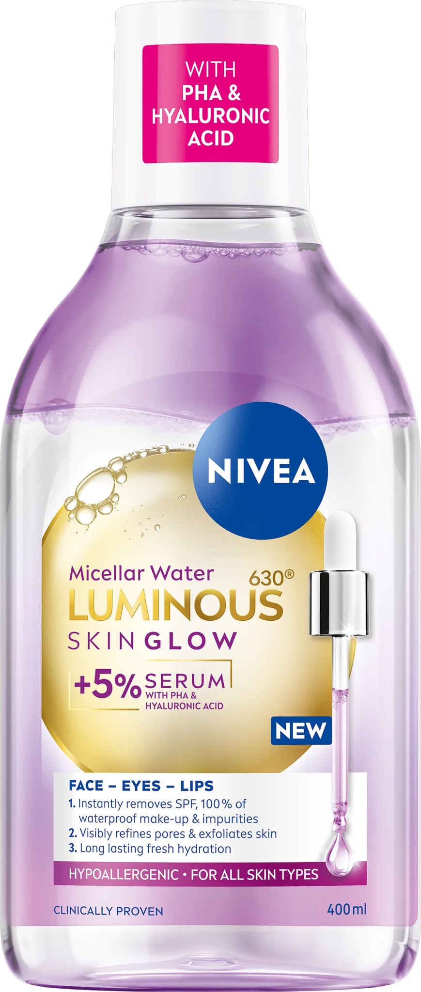 NIVEA Luminous Skin Glow micelárna voda 400 ml