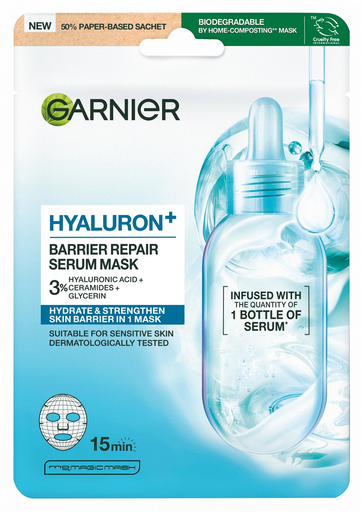 GARNIER Hyaluron+ na obnovu kožnej bariéry s kyselinou hyalurónovou, 28 g