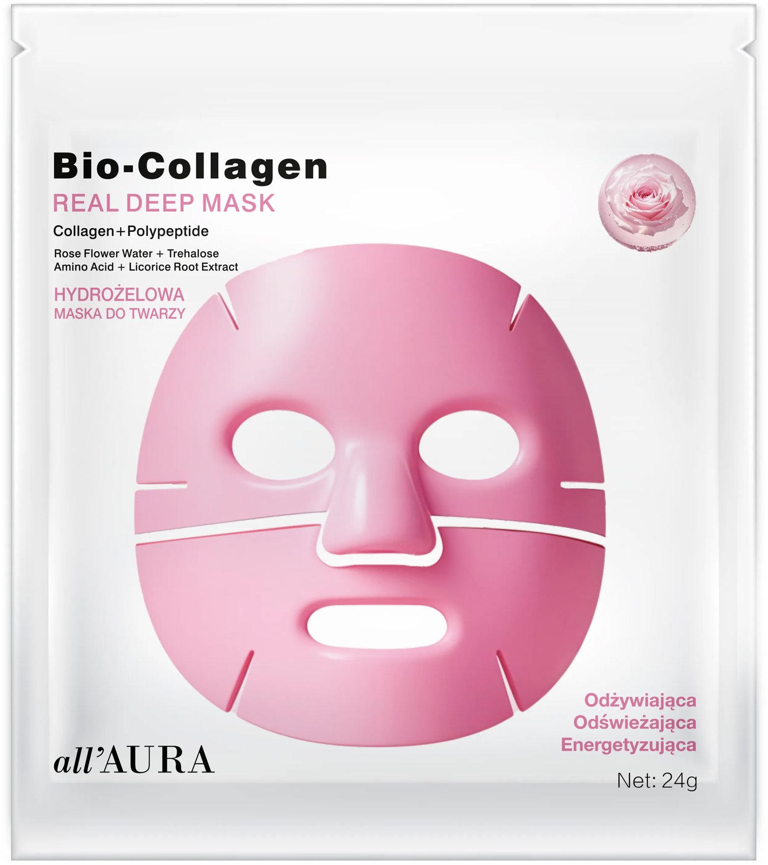 all'AURA Nourishing vyživujúca hydrogélová bio-kolagénová maska