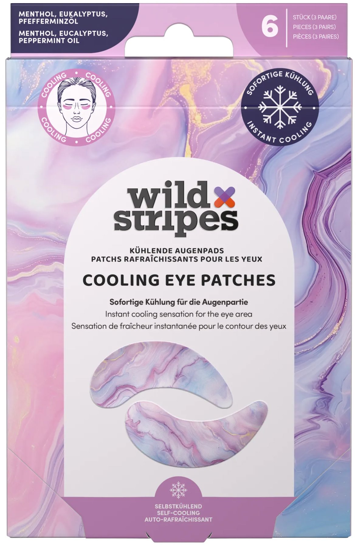 WILD STRIPES Cooling Eye Patches Marble Rose 6 ks
