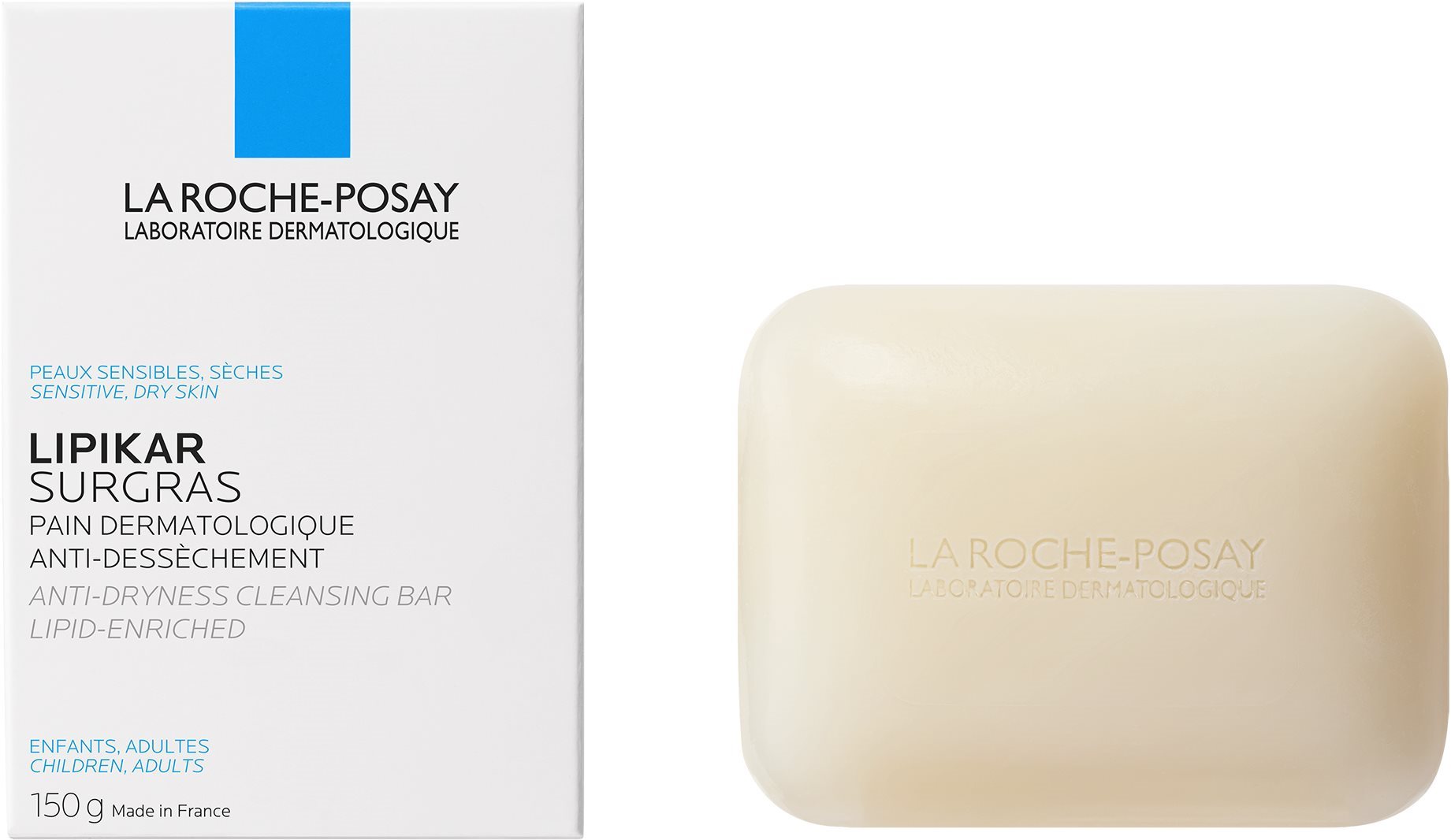 LA ROCHE-POSAY Lipikar Surgras Fyziologické mydlo v kocke obohatené o lipidy 150 g