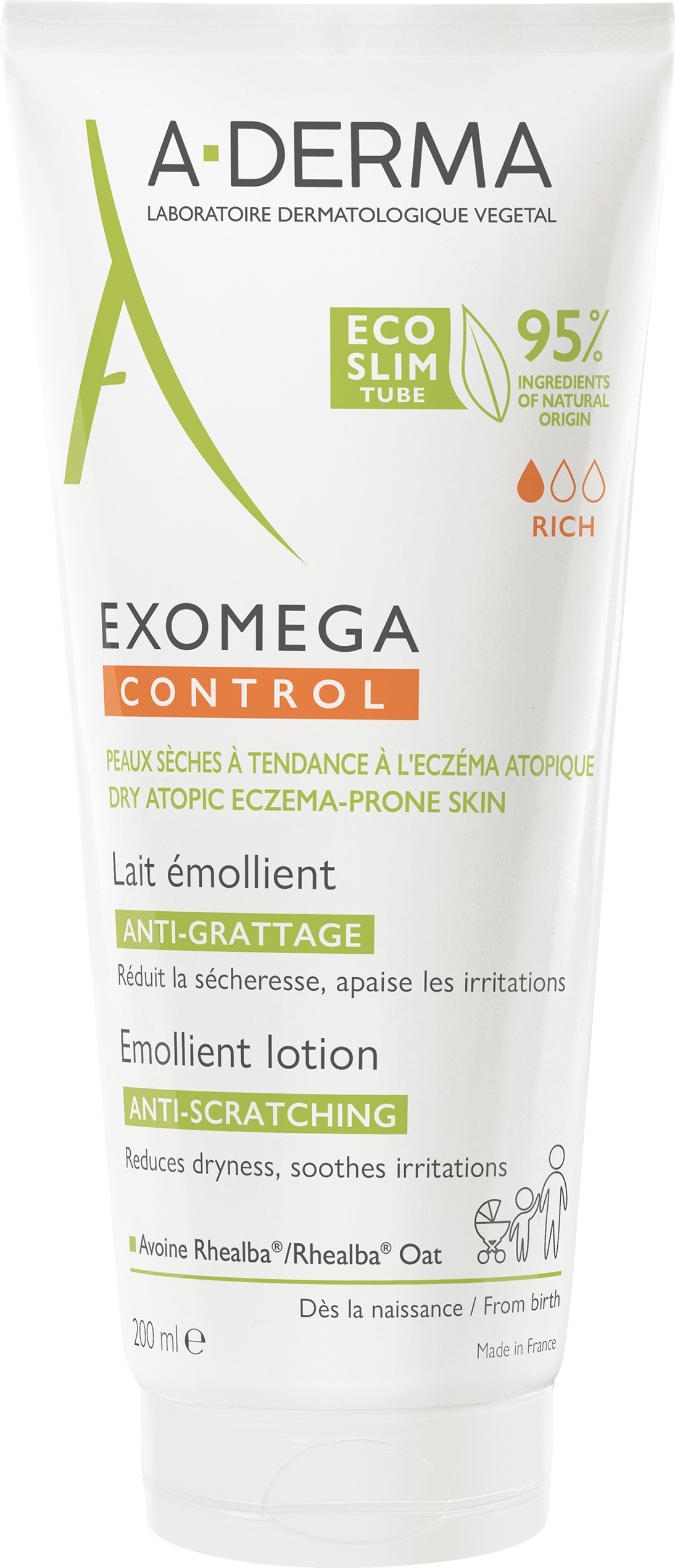 A-DERMA Exomega Control Emolienčné mlieko na suchú kožu so sklonom k atopii 200 ml