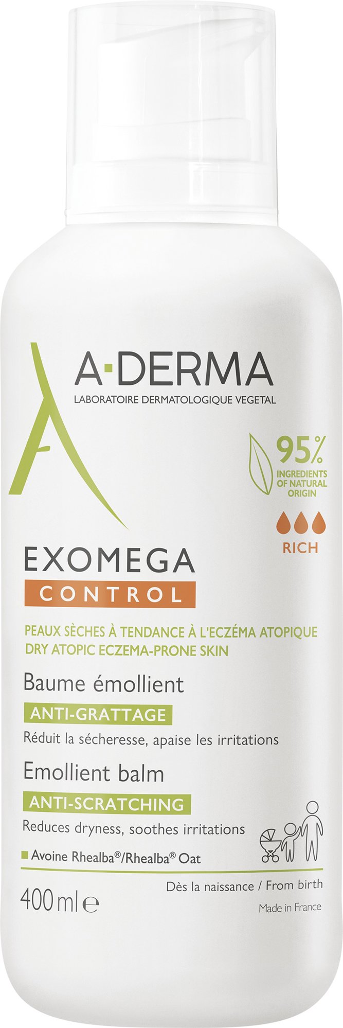 A-DERMA Exomega Control Emolienčný balzam na suchú kožu so sklonom k atopii 400 ml