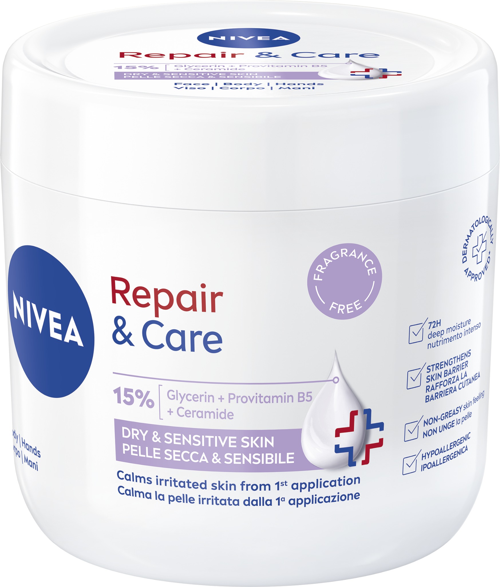 NIVEA Repair & Care cream fragnance free 400 ml