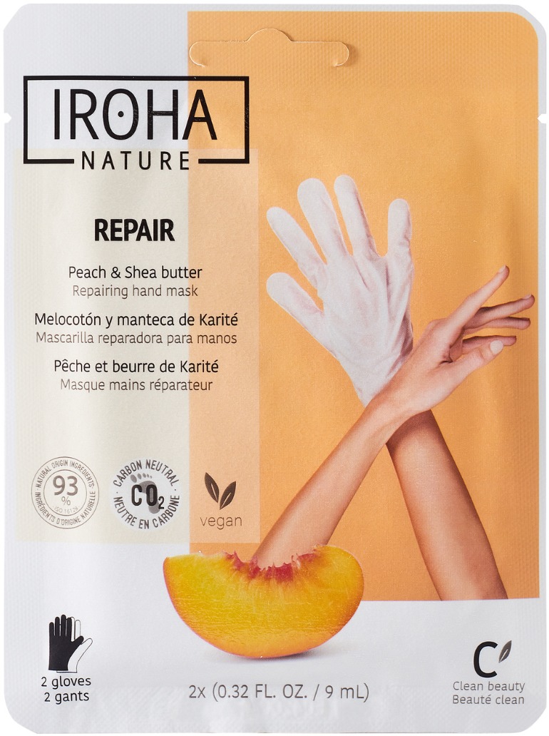 IROHA NATURE Maska na ruky Peach & Shea Butter 2× 9 ml