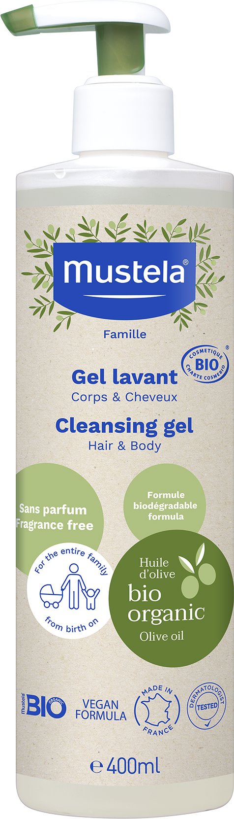 MUSTELA Umývací gél na telo a vlasy organic BIO 400 ml