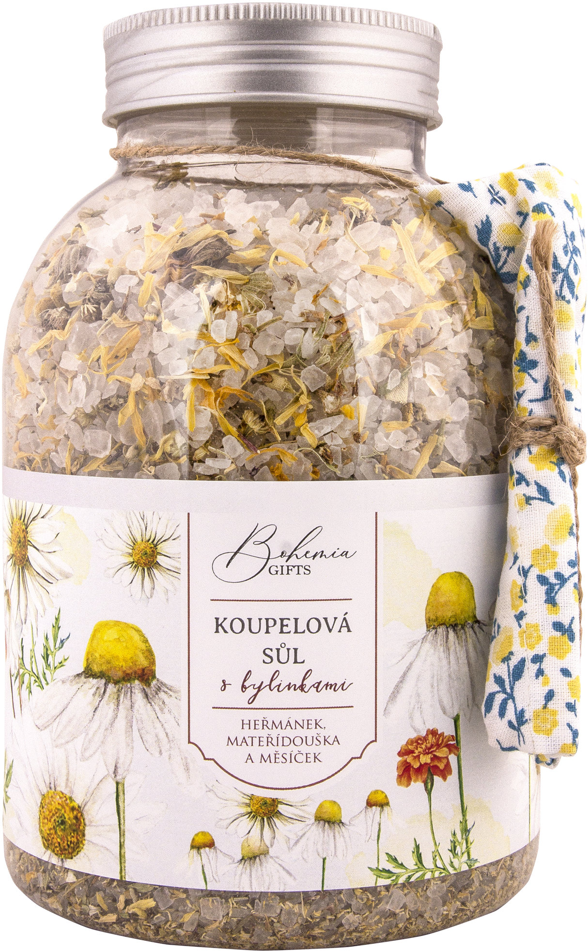 BOHEMIA GIFTS Kúpeľová soľ harmanček, materina dúška, nechtík 1200 g