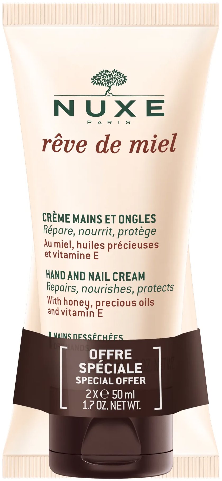 NUXE Reve de Miel Vyživujúci krém na ruky a nechty s vôňou medu 2× 50 ml