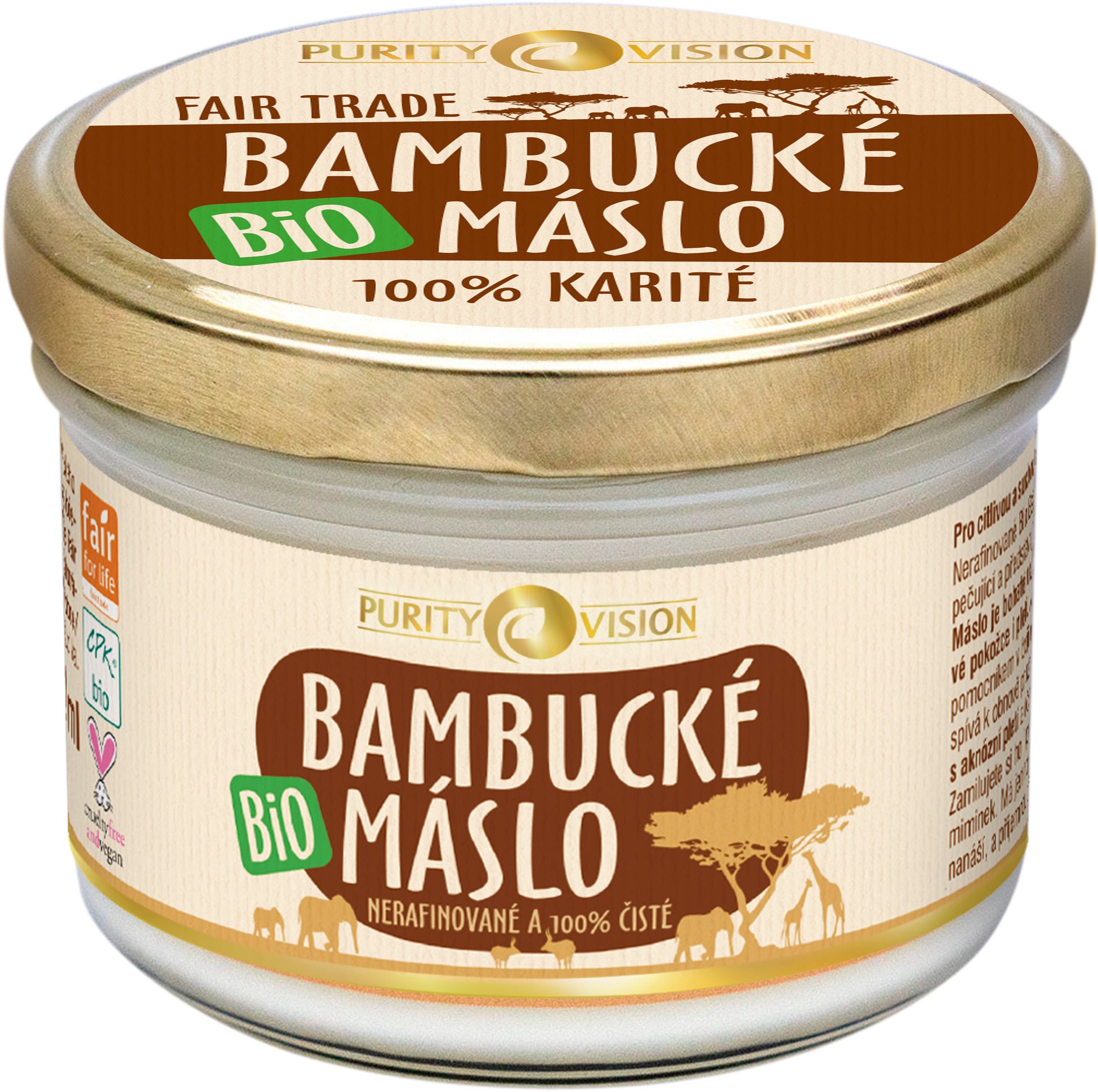 PURITY VISION Fair Trade Bambucké maslo BIO 200 ml