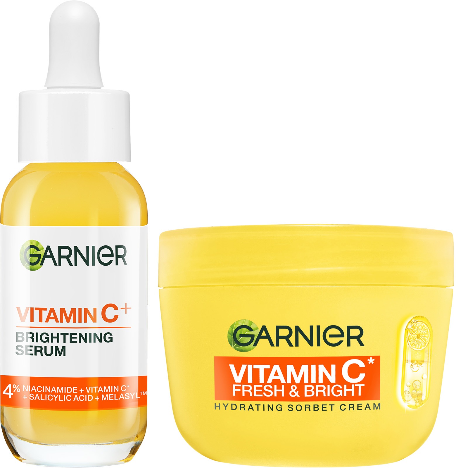 GARNIER Vitamín C* Fresh & Bright 85 ml + Vitamín C rozjasňujúce super sérum 30 ml