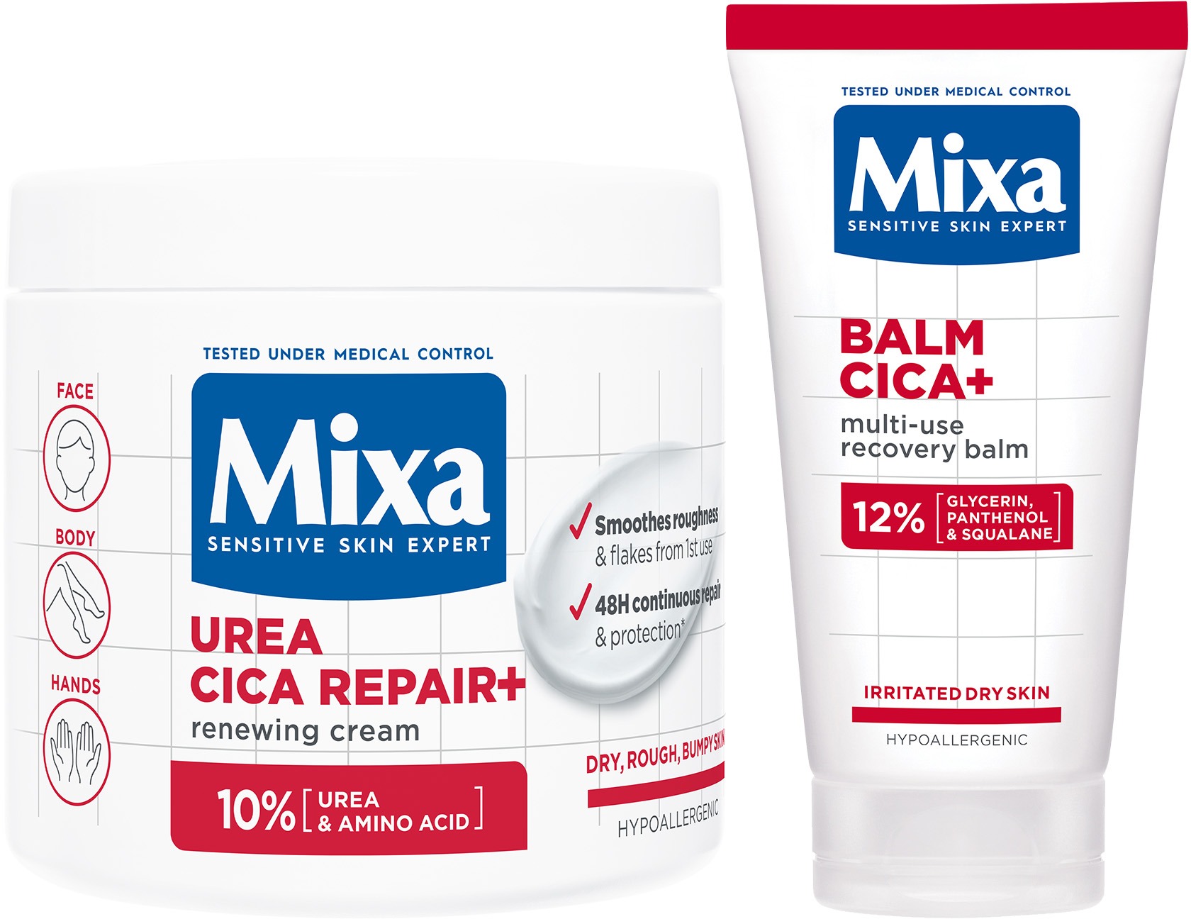 MIXA Multi-Use Balm Cica + 50 ml + Urea Cica Repair + Jar 400 ml