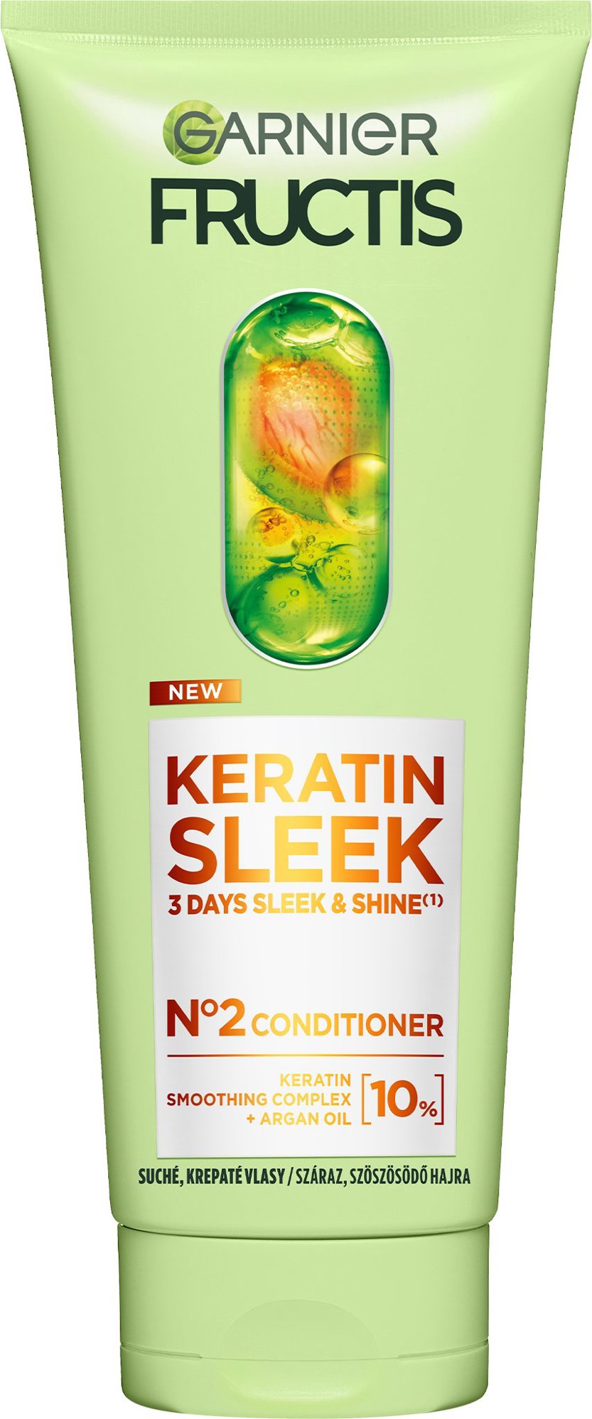 GARNIER Fructis Keratín Sleek kondicionér na suché a krepovité vlasy, 200 ml
