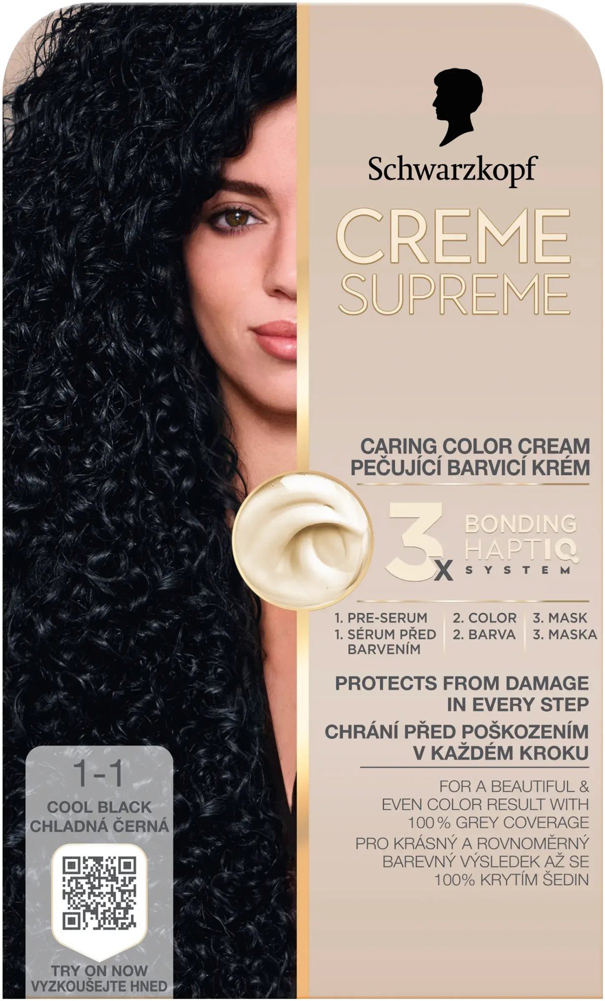 SCHWARZKOPF Creme Supreme 1-1 Chladná čierna 60 ml