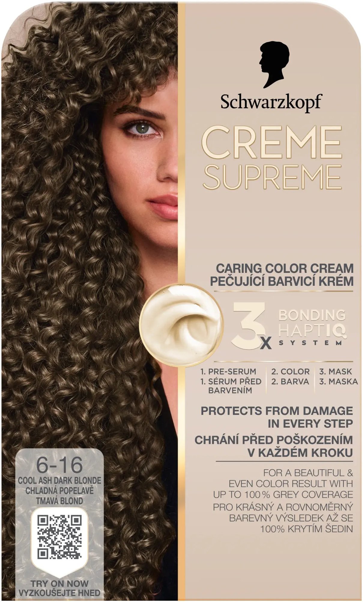 SCHWARZKOPF Creme Supreme 6-16 Chladná popolavo tmavá blond 60 ml