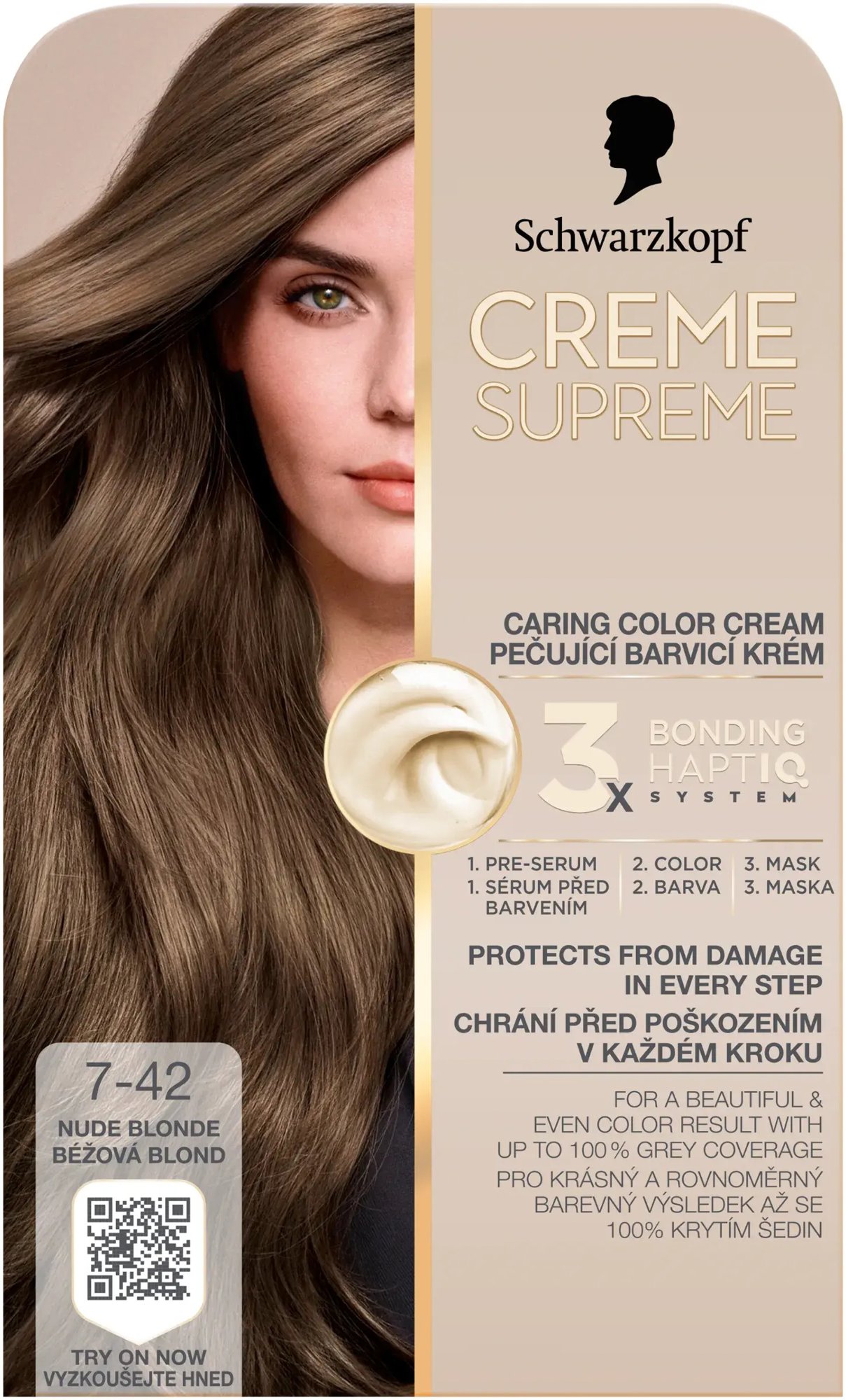 SCHWARZKOPF Creme Supreme 7-42 Béžová blond 60 ml