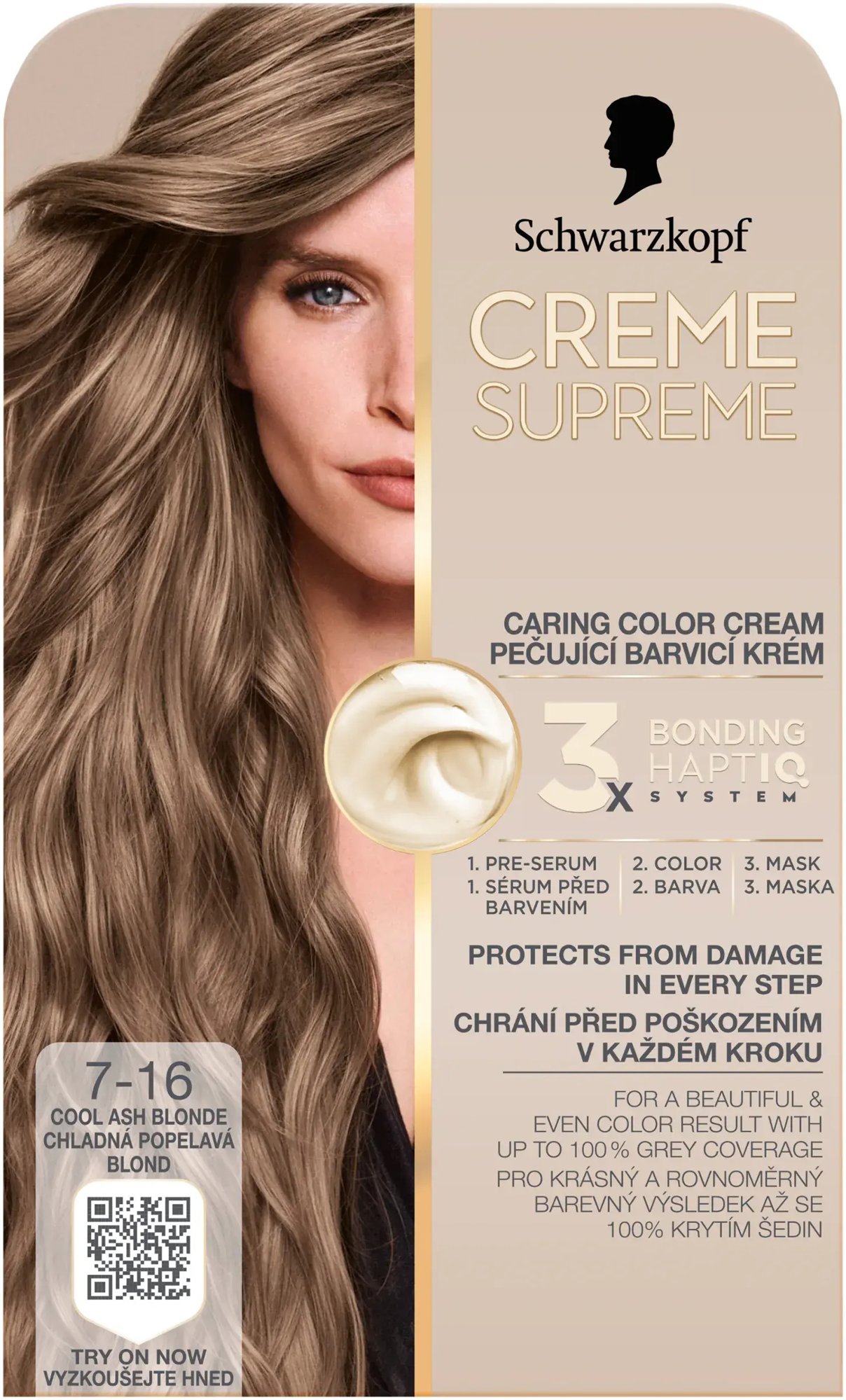 SCHWARZKOPF Creme Supreme 7-16 Chladná popolavá blond 60 ml