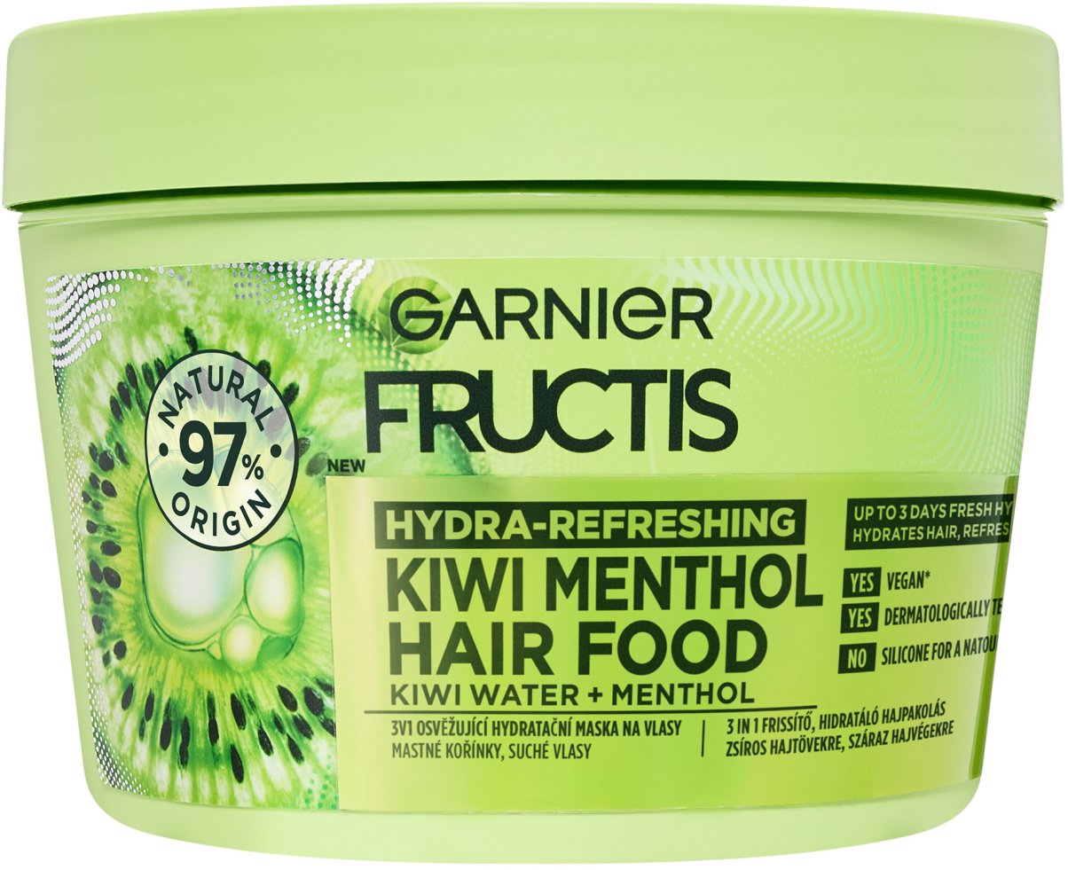 GARNIER Fructis 3 v 1 Osviežujúca hydratačná maska na vlasy s kivi, 400 ml