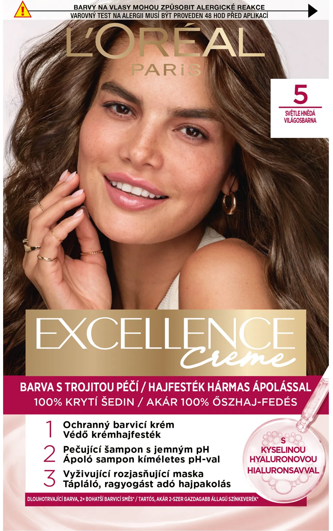 ĽORÉAL PARIS Excellence 5 Svetlo Hnedá, 72 ml + 48 ml + 12 ml + 60 ml