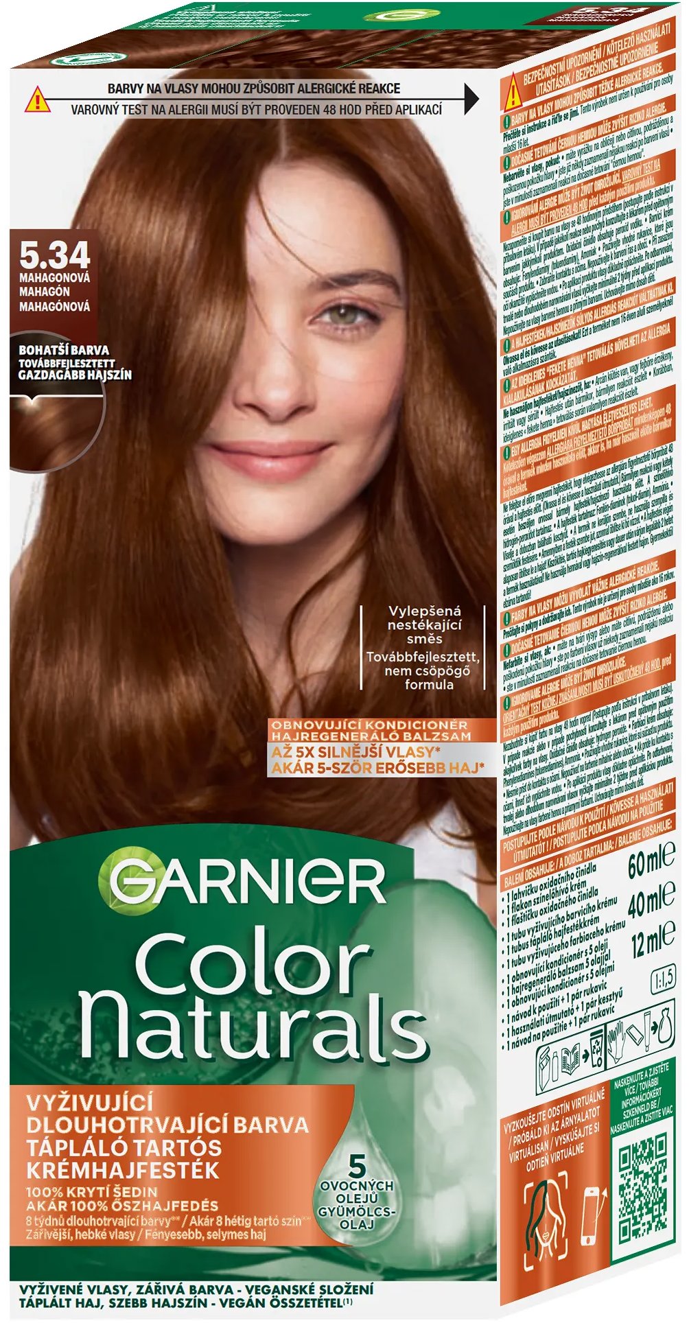 GARNIER Color Naturals 5.34 Mahagónová, 60 ml + 40 ml + 12 ml