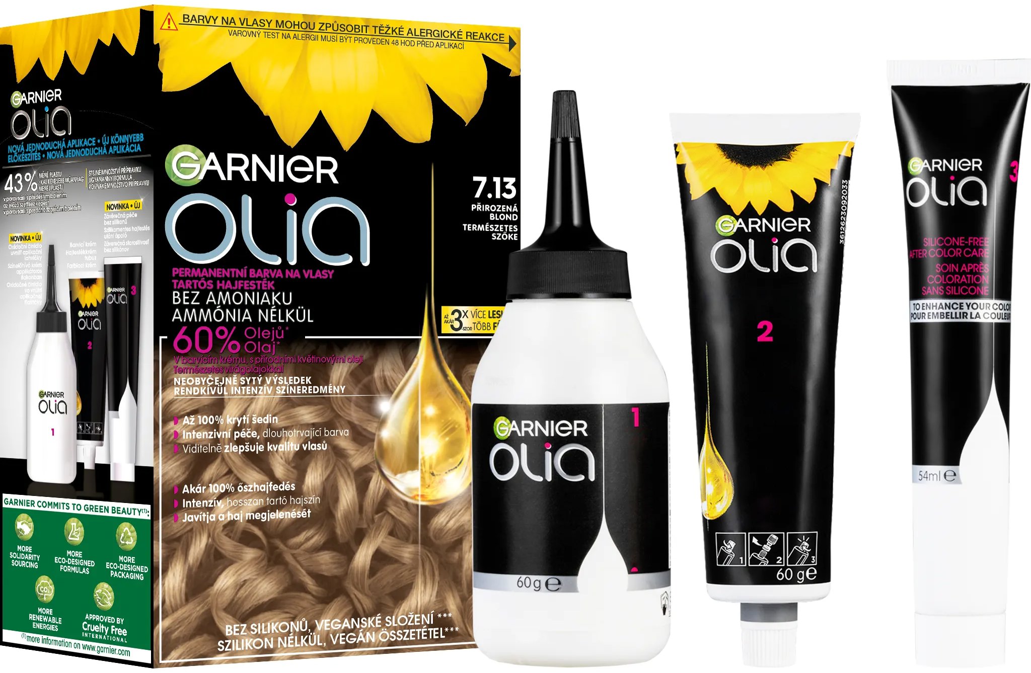GARNIER Olia 7.13 Prirodzená blond, 60 ml + 40 ml + 12 ml